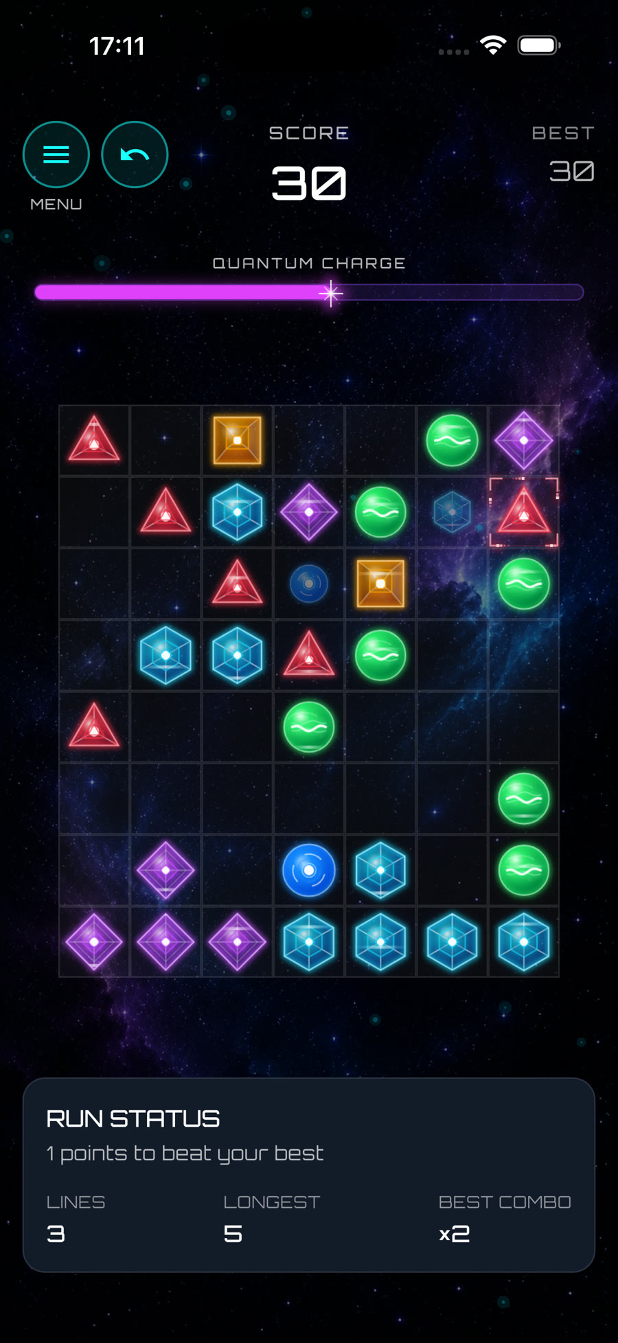 Lines Ahead game board with colorful signals